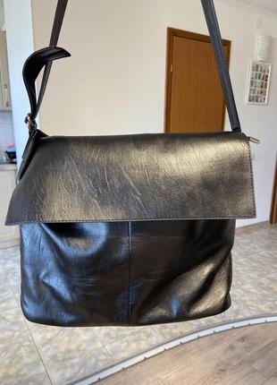 Сумка портфель чорна сумка торба через плече кросбоді