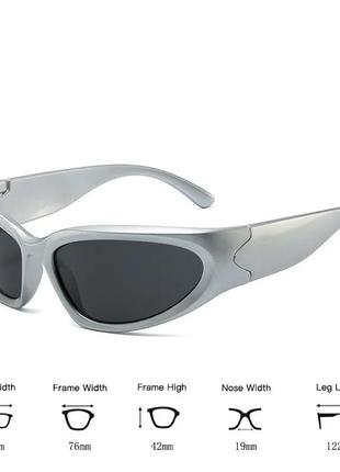 Сірі окуляри унісекс з дзеркальним ефектом y2k модні