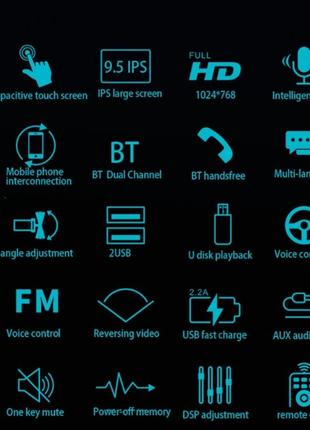 Автомагнітола 1din bluetooth gps wi-fi екраном 9.5" tesla style 9510a на android 2 ram+16gb storage10 фото