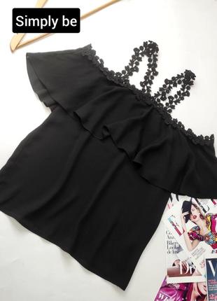 Блуза жіноча чорна на бретелях зі спущеними рукавами від бренду simply be s
