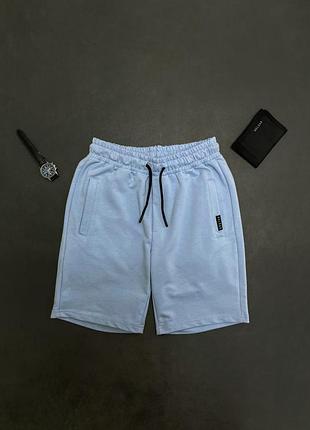 Шорты мужские базовые однотонные голубые хлопковые двухнитка с карманами s-xxl