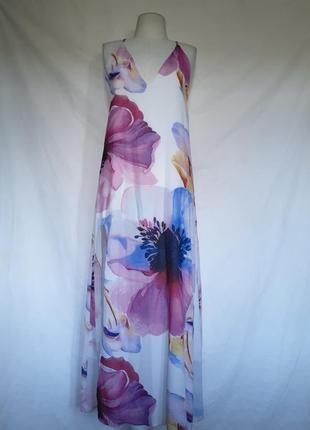 Жіночий шикарний сарафан, довга літня сукня у квітах, плаття в пол, пеньюар