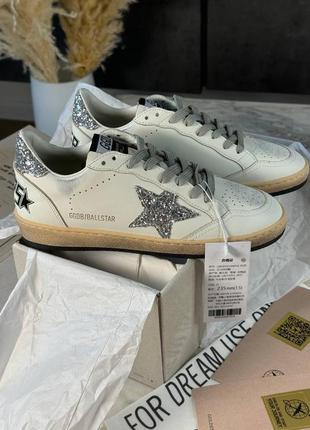 Шкіряні кеди golden goose срібна зірка