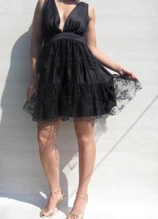 Красивое чёрное платье с гипюром открытая спинка nelly eve англия