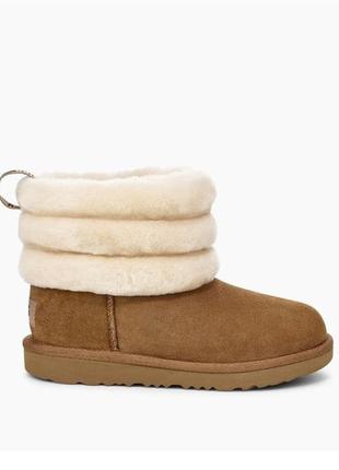 Ботинки ugg fluff mini quilted уги кожаные угги