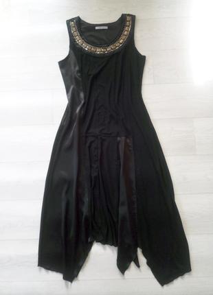Элегантное красивое чёрное ассиметричное платье green house