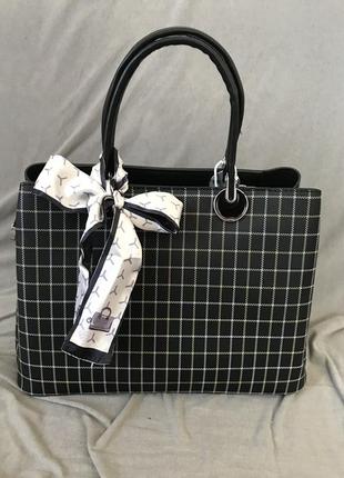 Жіноча сумка з еко-шкіри / чорно-біла сумка /