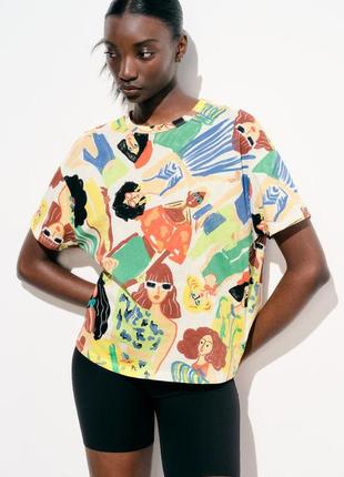 Zara футболка з яскравим принтом, оригінал, в наявності