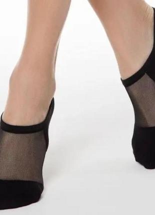 Набір 12 пар чорні шкарпетки підслідники з прозорими вставками