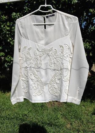 Элегантная молочная блестящая блуза gina tricot