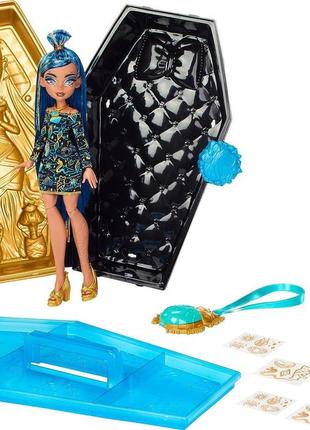 Лялька монстер хай клео де ніл monster high cleo de nile boo-jeweled beauty case золотий б'юті кейс hnf72