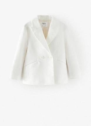 Стильный белый пиджак zara 9-10 лет в составе лен