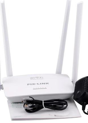 Вай-фай роутер маршрутизатор wi-fi  300 мбіт/с pix-link lv-wr08 белого цвета роутер для дома