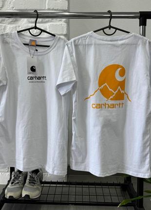 Футболка carhartt белая с черным принтом