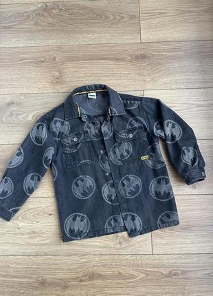Джинсовая куртка рубашка george бетмен черная для мальчика 6-7 р 116-122