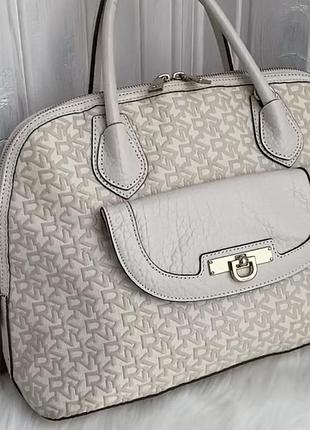 Оригинальный бежевый сумка dkny натуральная кожа с монограммой