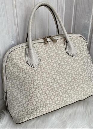 Оригинальный бежевый сумка dkny натуральная кожа с монограммой