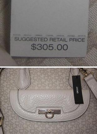 Оригинальный бежевый сумка dkny натуральная кожа с монограммой