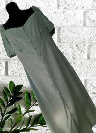 Платье на пуговицах мятного цвета натуральный состав лен вискоза размер 18xl