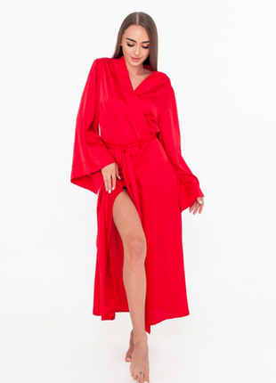 Жіночий халат шовк армані червоний serenade 991-6д