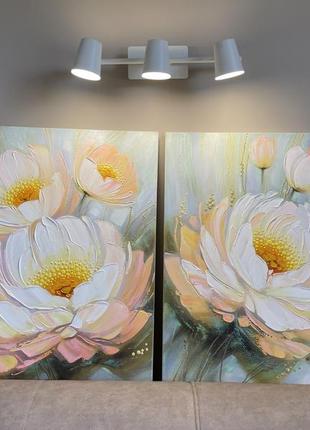 Картина триптих «дотик ніжності» 60х100 квітковий пейзаж