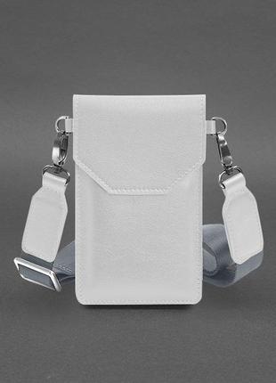 Шкіряна сумка-чохол для телефону біла