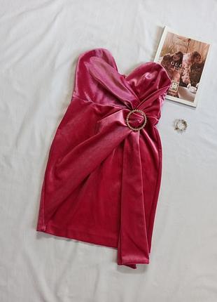 Розкішна оксамитова сукня міни/бандо/зі зборкою/з камінцями /бюстьє/у корсетному стилі/зі зборкою