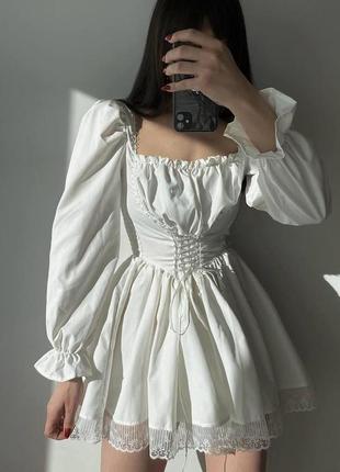 Кукольное готическое корсетное платье лолита пышное с шнуровкой