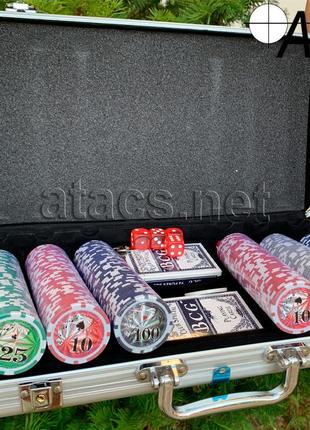 Покерний набір в алюмінієвому кейсі на 300 фішок номіналом (39х21х8см ) №300n9 фото