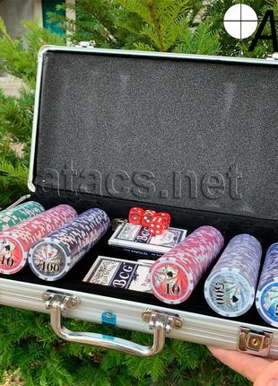 Покерний набір в алюмінієвому кейсі на 300 фішок номіналом (39х21х8см ) №300n4 фото