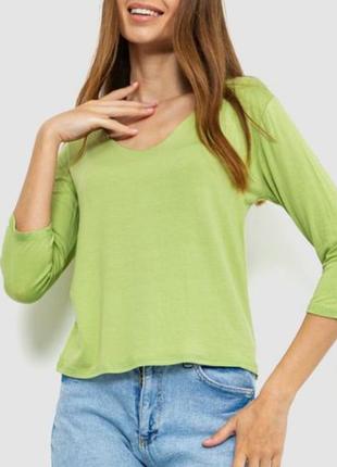 Тонкий женский лонгслив, свитер цвет зеленый, 128