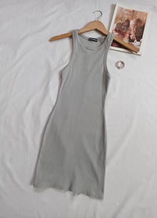 Базовое светло-серое платье мини по фигуре/рубчик missyempire