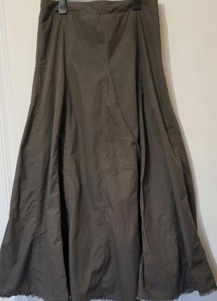 Длинная широкая юбка в пол цвет хаки размер l