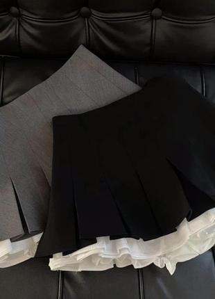 Женская юбка шорты черный серый цвет