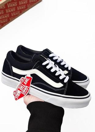 Кеди vans old skool чорні з білим7 фото