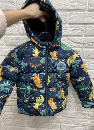 Детская теплая курточка на мальчика 5-6роков принт динозавры