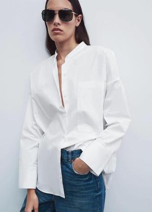 Шикарна біла поплінова сорочка з лімітованої лінійки zara