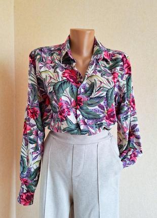 Яркая рубашка versace цветочный принт блуза блузка рубашка рубаха гавайская оригинал