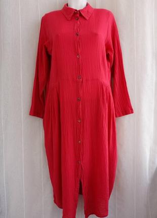 Красное платье из хлопка из муслина размер xl-xxl