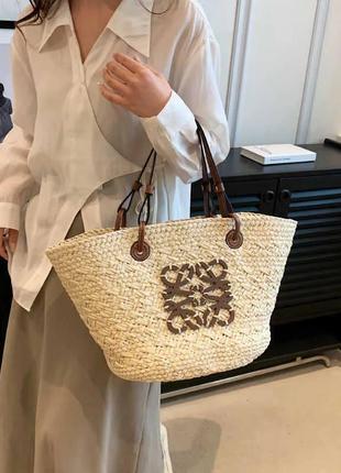 Сумка culottes loewe плетенна бежева
