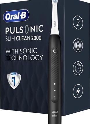 Зубная звуковая электрощетка oral-b pulsonic slim clean 2000 black (черная)