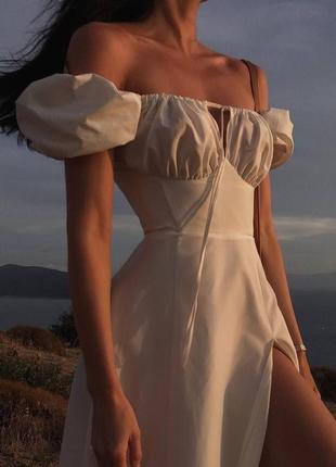 Базовое летнее платье сарафан миди с открытыми плечами сексуальное романтичное пляжное длинная