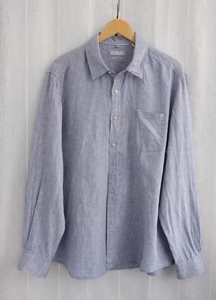 Сіра сорочка з льону від moddison розмір  xl
