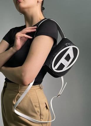 Сумка в стиле diesel 1dr denim iconic shoulder bag black/white