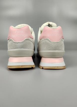 Кроссовки женские подростковые new balance 574 light gray pink5 фото