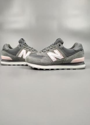 Кроссовки женские подростковые new balance 574 gray white logo6 фото