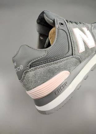 Кроссовки женские подростковые new balance 574 gray white logo4 фото