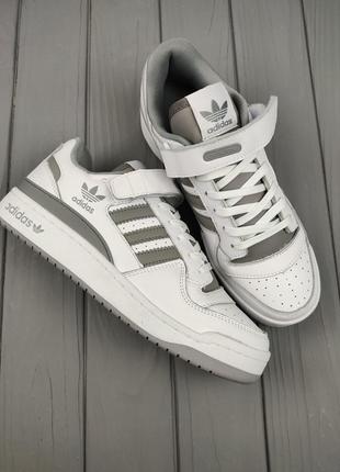 Мужские кроссовки adidas forum low white gray