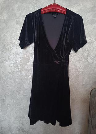 Платье сукня с запахом велюр new look винтаж