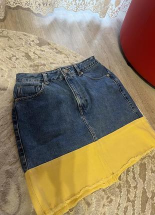 Джинсовая мини юбка юбка с вставками asos